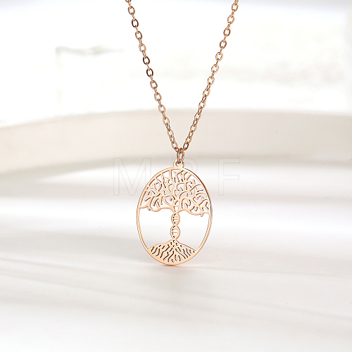 Elegant Stainless Steel Hollow Life Tree Pendant for Women's Daily Wear. HY4553-3-1