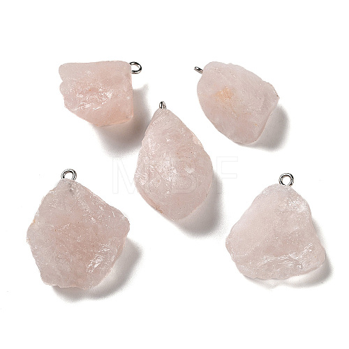 Raw Rough Natural Rose Quartz Pendants G-A028-01D-1