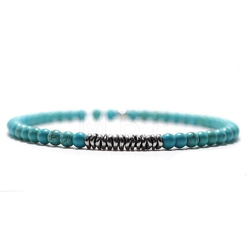 Synthetic Round Turquoise Beaded Bracxelets for Men OI5065-8-1