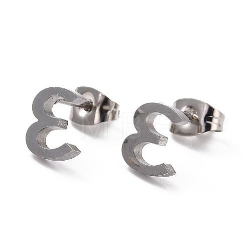 Tarnish Resistant 304 Stainless Steel Greek Alphabet Stud Earrings STAS-D007-07P-12-1