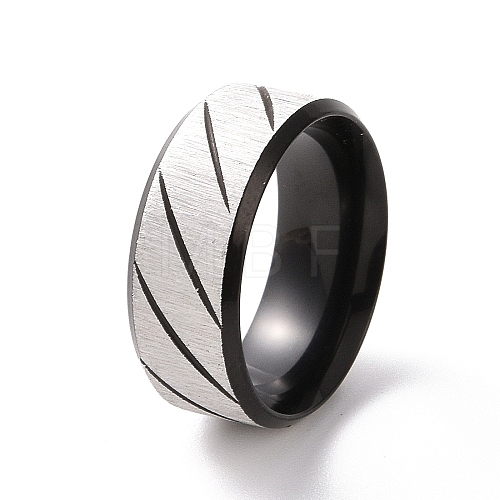 201 Stainless Steel Grooved Rhombus Finger Ring for Women RJEW-I089-45EBP-1