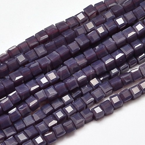 Faceted Cube Glass Beads Strands EGLA-J133-C04-1