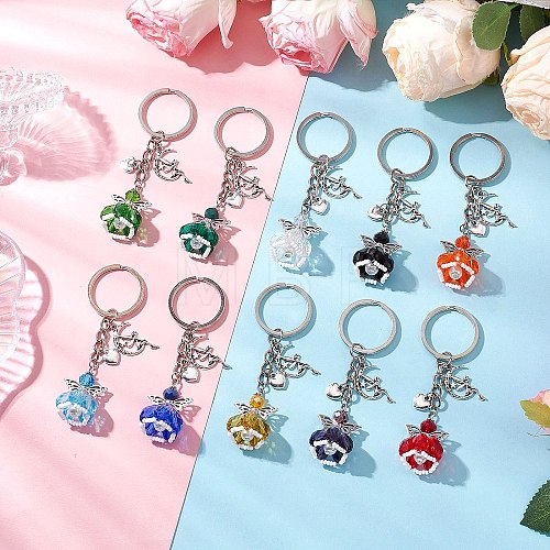 Glass & Tibetan Style Alloy Keychain KEYC-MZ00037-1