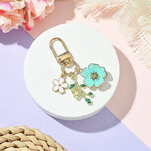 Flower Alloy Enamel Pendant Decorations HJEW-JM02803-03-1