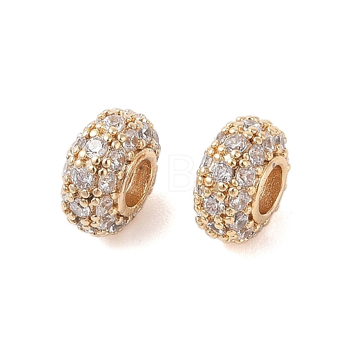 Brass Micro Pave Clear Cubic Zirconia Beads KK-B100-008G-1