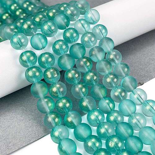 Frosted Transparent Glass Bead Strands GLAA-P065-8mm-08-1