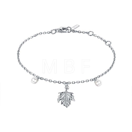 Autumn Theme 925 Sterling Silver Charm Bracelet BJEW-BB35934-1