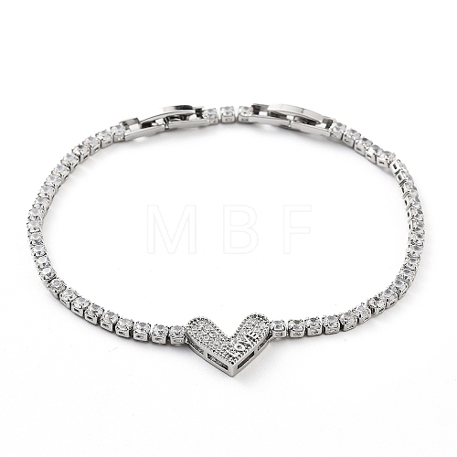 Platinum Brass Link Bracelet BJEW-C055-05I-P-1