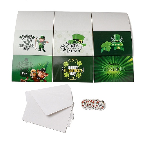 Saint Patrick's Day Rectangle Paper Greeting Card AJEW-D060-01B-1