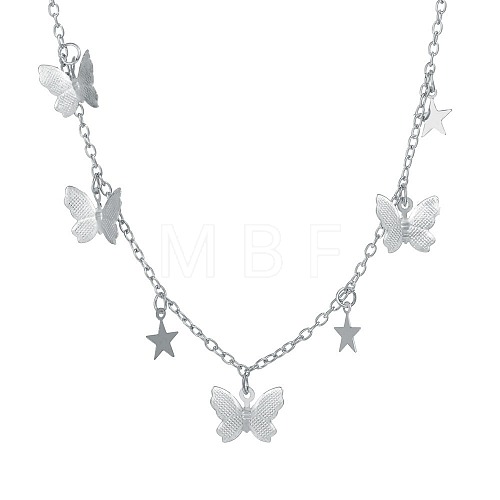 1pc Alloy Butterfly & Star Pendant Necklaces for Women WG64711-10-1