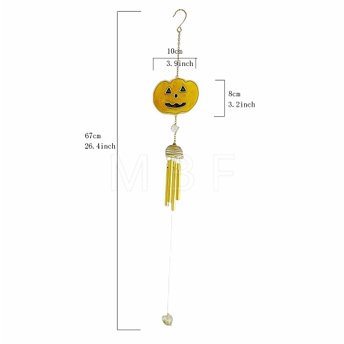 Halloween Pumpkin Alloy & Iron & Eanmel Wind Chime PW-WG7D2C1-01-1