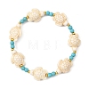 Synthetic Turquoise & Brass Beads Stretch  Bracelets for Women Men BJEW-JB13876-01-3