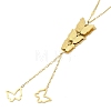 304 Stainless Steel Curb Chain Butterfly Lariat Necklaces for Women NJEW-G141-02G-1