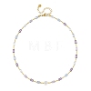 Gradient Color Electroplate Glass and Brass Tube Beaded Necklaces NJEW-JN06689-3