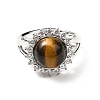 Natural Tiger Eye Adjustable Rings RJEW-P043-02P-23-2