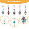 Round Gemstone & Alloy Hamsa Hand Pendant Decoration HJEW-AB00357-4