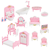   Plastic Doll Bedroom & Bathroom & Living Room Furniture Kit DIY-PH0022-06-1