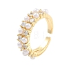 Brass Cubic Zirconia Open Cuff Rings for Women RJEW-U002-01G-1