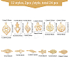 24Pcs 12 Style Rack Plating Brass Pendants KK-CA0002-43-2