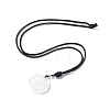 Natural Quartz Crystal Flat Round with Hexagon Pendant Necklace with Nylon Cord for Women NJEW-P274-05-07-3