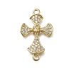 Brass Clear Cubic Zirconia Cross Connector Charms ZIRC-I070-021G-1