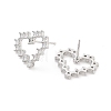 Heart Rack Plating Brass with Clear Cubic Zirconia Stud Earrings for Women EJEW-G409-04P-1