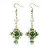 Natural Mixed Stone & Glass Seed Beads Dangle Earrings for Women EJEW-MZ00213-05-1