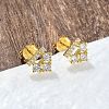 925 Sterling Silver Clear Cubic Zirconia Stud Earrings EJEW-Q032-01C-G-3