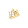 Brass Micro Pave Clear Cubic Zirconia Charms KK-Z151-18G-V-2