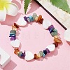 Natural & Synthetic Mixed Gemstone Chips & Shell Beaded Stretch Bracelet BJEW-JB09897-01-3