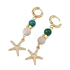 Synthetic Chrysocolla & Natural Agate Beads Hoop Dangle Earrings EJEW-JE07321-5