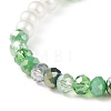 Glass Pearl & Flower Beaded Stretch Bracelet with Bell Charm for Women BJEW-JB08513-6