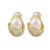 Natural Pearl Ear Studs EJEW-P286-44G-1