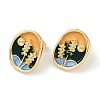 Brass Enamel Stud Earrings KK-P283-37G-2