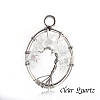 Stainless Steel Wired Natural Quartz Crystal Pendants PW-WGF707B-05-1