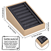 7-Slot Brushed PU Leather Covered Wood Finger Ring Display Trays RDIS-WH0006-25B-2