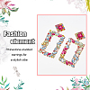 3 Pairs 3 Colors Rhinestone Hollow Out Rectangle Dangle Stud Earrings EJEW-FI0001-12-3