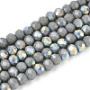 AB Color Plated Opaque Glass Rondelle Beads Strands EGLA-T029-4mm-09A-1