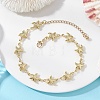 304 Stainless Steel Starfish Link Chain Bracelets for Women AJEW-AN00769-1