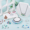 70Pcs 7 Colors Transparent Crackle Glass Round Bead Pendants PALLOY-TADJ00017-5