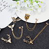6Pcs 6 Style Lion & Eagle & Deer Rhinestone Safety Pin Brooches JEWB-WR0001-01-4