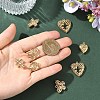 8Pcs 4 Styles Hollow Brass Pendants KK-YW0004-77-4