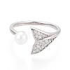 Adjustable 925 Sterling Silver with Cubic Zirconia Mermaid Fishtail Ring STER-T008-89P-2