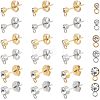 Unicraftale 36Pcs 6 Style 304 Stainless Steel Stud Earrings Findings STAS-UN0039-35-1