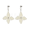 Glass Pearl Braided Star Stud Earrings EJEW-JE04982-01-1