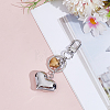 Brass & 304 Stainless Steel Heart Keychains KEYC-ME00017-4