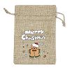 Christmas Printed Burlap Packing Pouches Drawstring Bags ABAG-Q053-02A-06-1