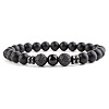 Round Natural Obsidian Beaded Stretch Bracelets for Women Men XP2963-3-1