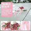 PE Flower with Satin Ribbon Wedding Car Rearview Mirror AJEW-WH0596-913-4