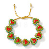 Handmade Heart Resin & Brass Bead Braided Bracelets JT1412-6-1
